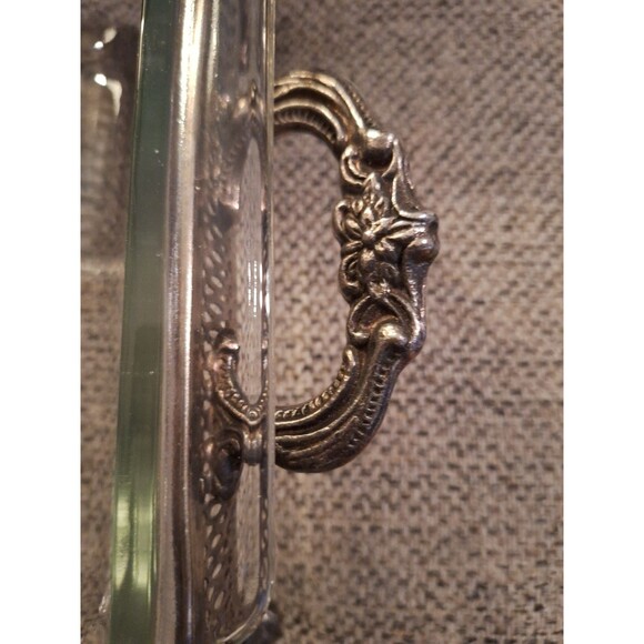 Vtg Anchor Hocking Fire King Glass Casserole Dish with Silver plated Tray 9x13in - Picture 3 of 12